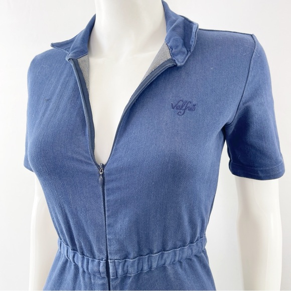 Valfre Jumpsuit Denim Overalls Zip Up V-Neck Short Sleeves Size XS - Picture 4 of 14